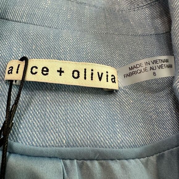 Alice + Olivia Denny‎ Blazer Linen Blend Chambray One Button Size 8 - Picture 7 of 14